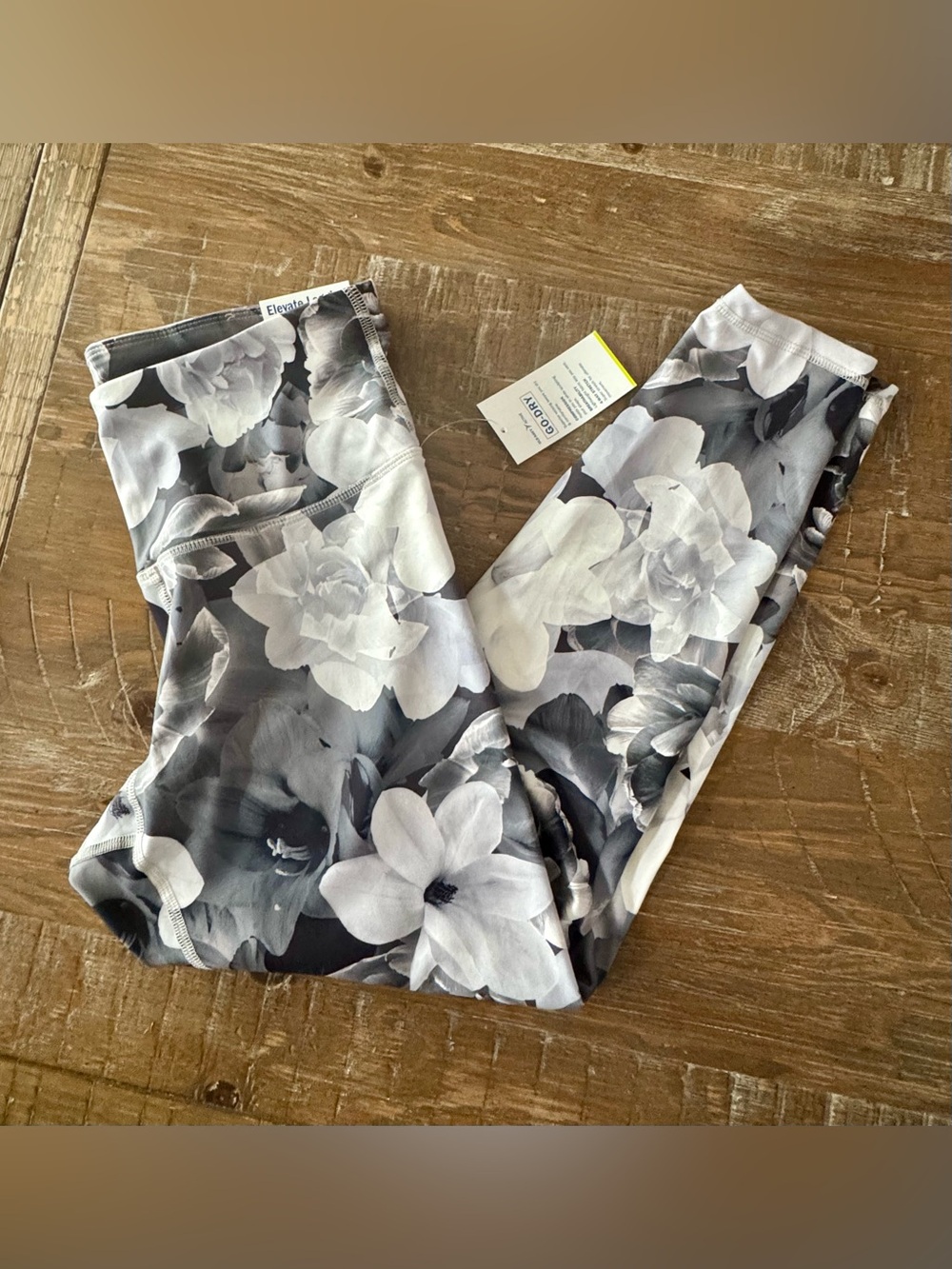 New Old Navy Women’s Floral Print Leggings - Gray & White, Size Large
